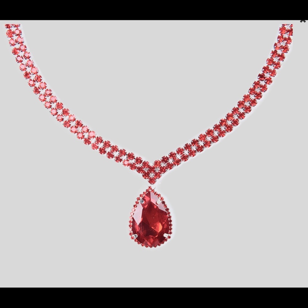 Beautiful Ruby Red Austrian Crystal Necklace - image 1